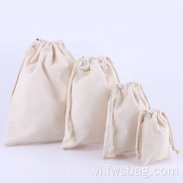 Túi đồ trang sức muslin có thể tái sử dụng túi dây rút nhỏ